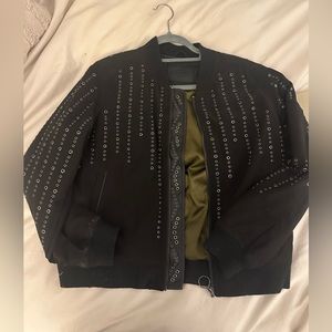 Blank NYC Embellished Grommet Bomber Jacket- Size L